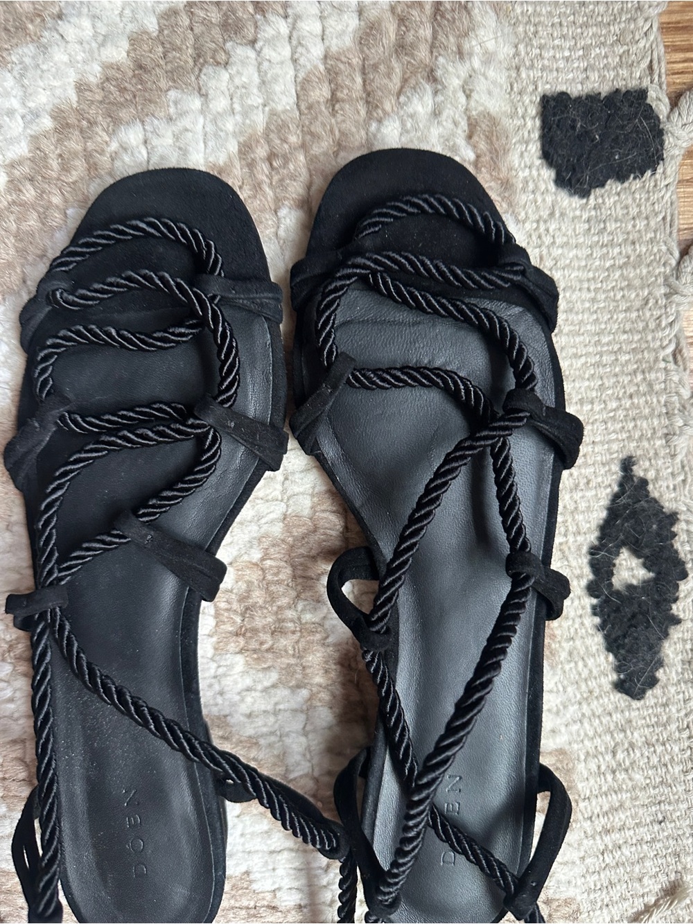 doen black wrap sandals sz 38 - Picture 4 of 6